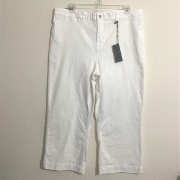 JEN7 by 7 for All Mankind Cropped Wide Leg Distressed Hem White Jeans Size 20 - Picture 3 of 10